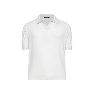 Tagliatore Men White Silk Knit Polo Shirt